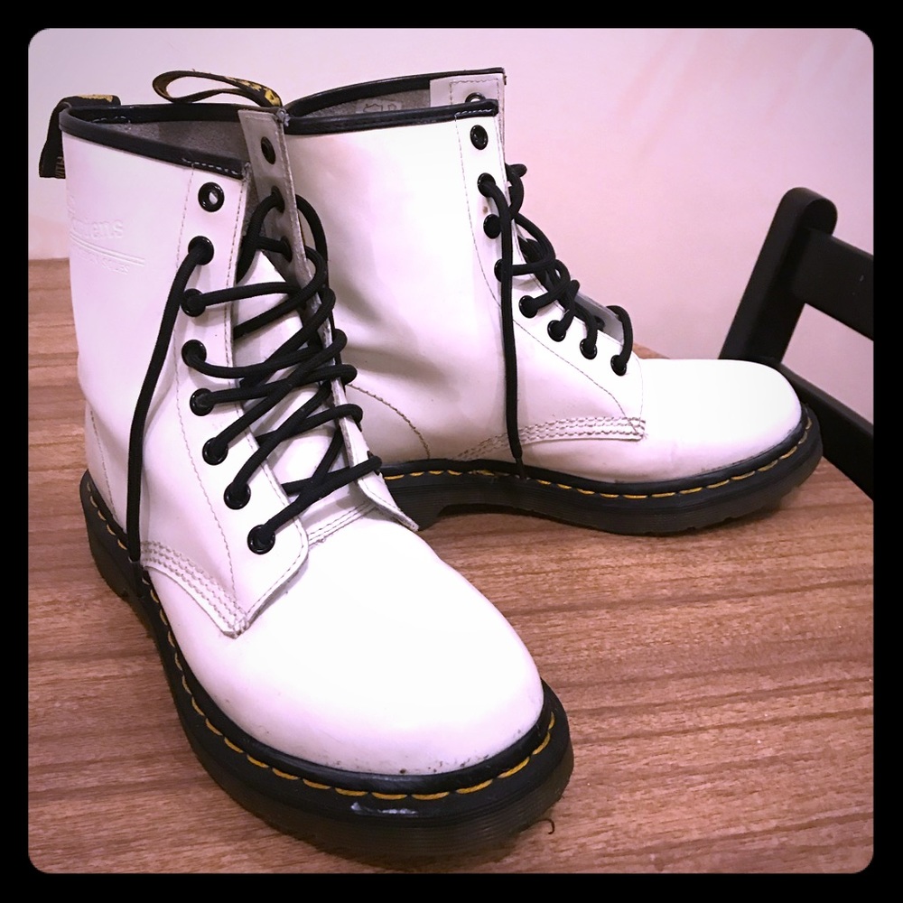 White Doc Martens Combat Boots Dr. Martens